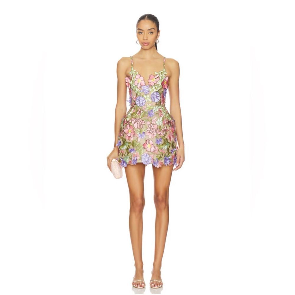 NEW BRONX AND BANCO Iris Floral Aria Pink Purple Multi Mini Dress,wedding guest